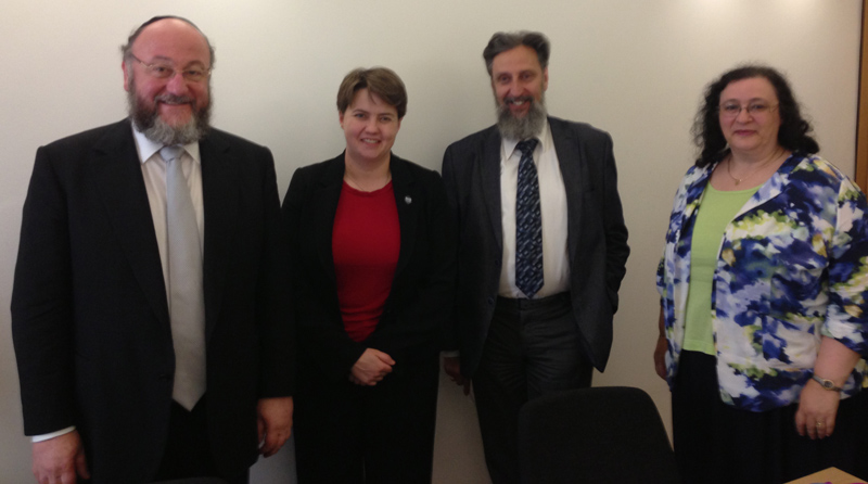 The Chief Rabbi with Ruth Davidson MSP, Ephraim Borowski, and Nicola Livingston